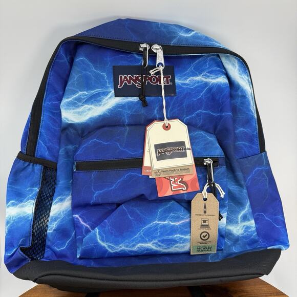 JanSport Cross Town Plus 17" Backpack - Electric Bolts with 15” Laptop Sleeve - Picture 1 of 4
